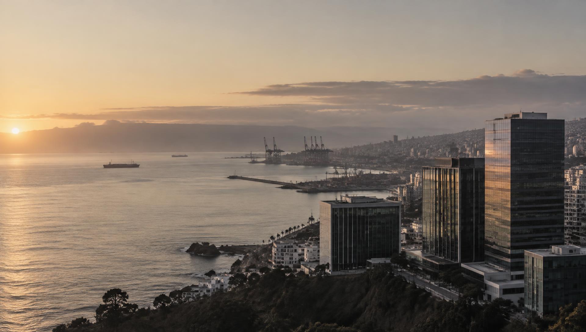 Vista costera urbana y portuaria de Chile